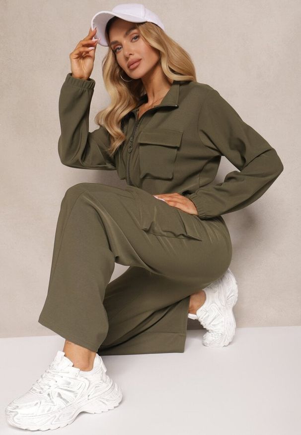 Renee - Zielony Kombinezon w Stylu Utility Taliowany Liarael. Kolor: zielony. Materiał: tkanina
