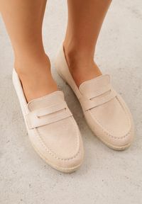 Renee - Beżowe Mokasyny z Plecionką w Stylu Boho Galenatea. Okazja: na co dzień, do pracy. Kolor: beżowy. Materiał: jeans. Wzór: aplikacja. Sezon: lato. Styl: boho #8