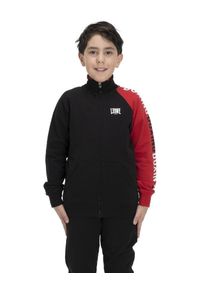 LEONE 1947 APPAREL - Dres klasy juniorskiej z kołnierzem i zamkiem błyskawicznym na całej długości. Okazja: na uczelnię. Kolor: czarny. Materiał: dresówka. Styl: sportowy