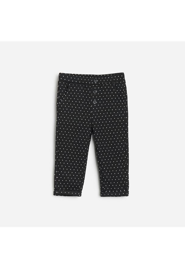 Reserved - Dzianinowe spodnie w kropki - Czarny. Kolor: czarny. Materiał: dzianina. Wzór: kropki