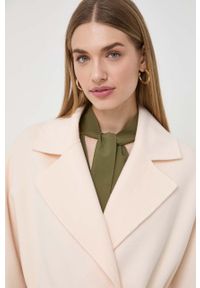 Elisabetta Franchi płaszcz wełniany kolor różowy przejściowy. Kolor: różowy. Materiał: wełna. Styl: klasyczny #7