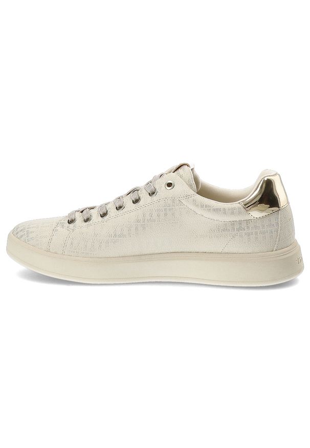 Złote Sneakersy Tamaris Stylowe Obuwie Damskie. Okazja: na co dzień. Zapięcie: sznurówki. Kolor: złoty. Materiał: materiał. Styl: elegancki