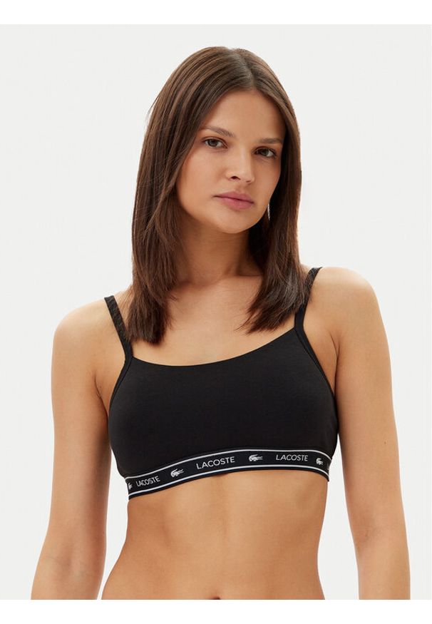 Lacoste Biustonosz top IF8166 Czarny. Kolor: czarny. Materiał: bawełna