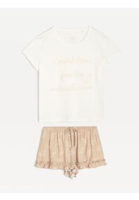 Sinsay - Bawełniana piżama dwuczęściowa - kremowy. Kolor: kremowy. Materiał: bawełna #1
