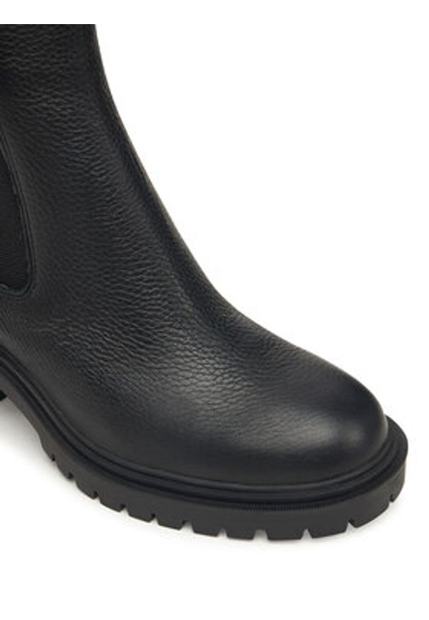 TOMMY HILFIGER - Tommy Hilfiger Botki Th Leather Chelsea Cleated Heel FW0FW08774 Czarny. Kolor: czarny. Materiał: skóra