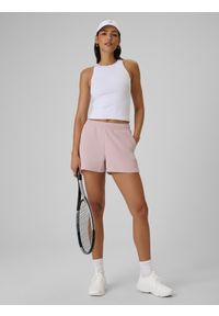 4f - 4F Koszulka bez rękawów slim gładka damska - biała S. Kolor: biały. Materiał: materiał, dzianina. Długość rękawa: bez rękawów. Wzór: gładki #2