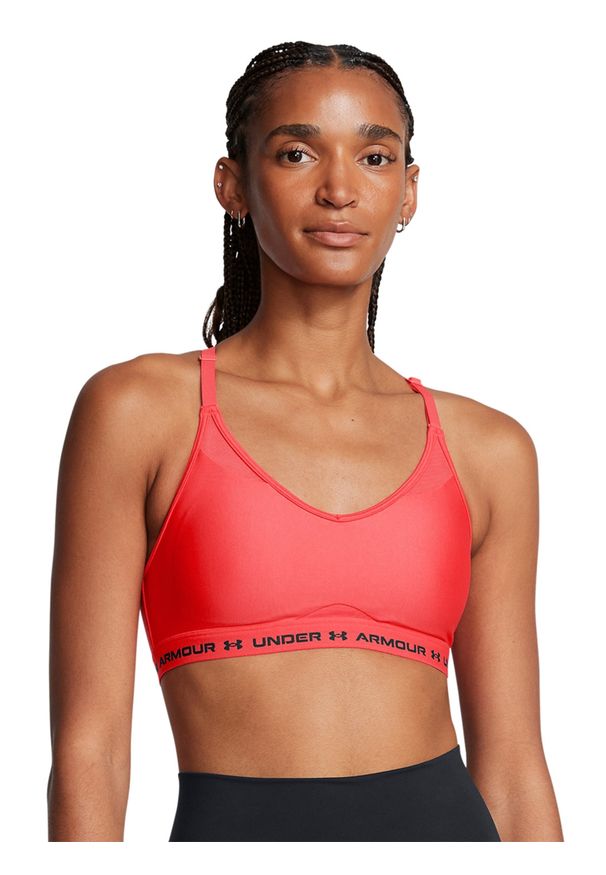 Biustonosz treningowy damski Under Armour UA Crossback Low Bra - czerwony. Kolor: czerwony. Materiał: elastan, poliester