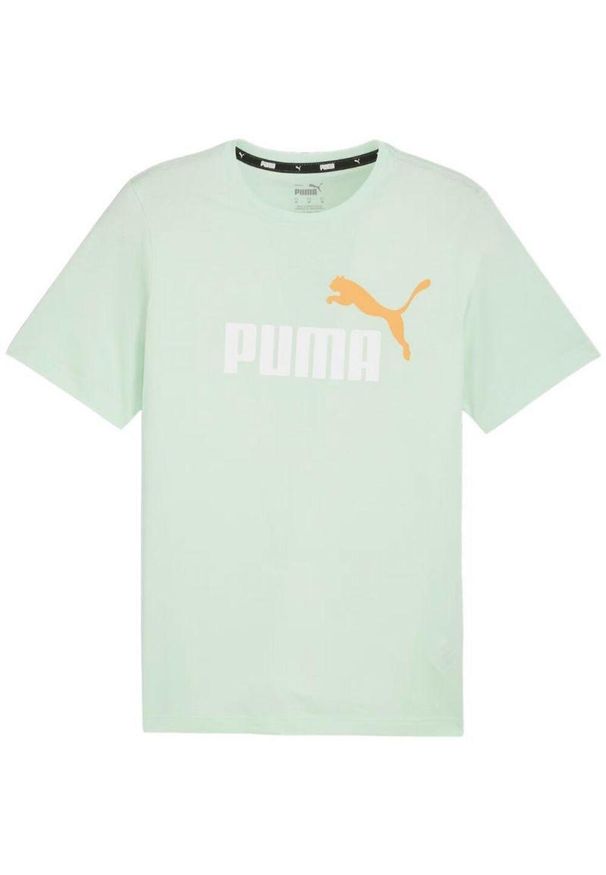 Puma - Męska Koszulka Z Logo ESS+ 2 Col. Kolor: zielony. Sport: turystyka piesza