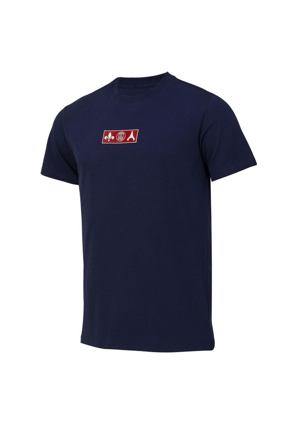 PARIS SAINT GERMAIN - Koszulka męska PSG. Kolor: niebieski. Materiał: guma. Wzór: aplikacja