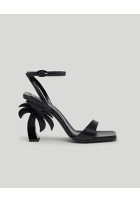 PALM ANGELS - Czarne sandały na obcasie w kształcie palmy. Kolor: czarny. Obcas: na obcasie. Wysokość obcasa: średni