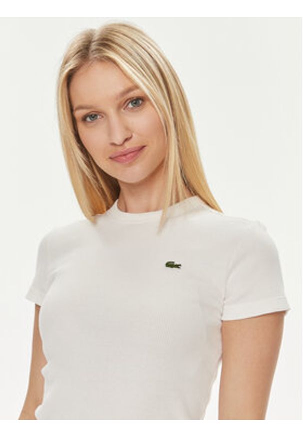 Lacoste T-Shirt TF5538 Biały Regular Fit. Kolor: biały. Materiał: bawełna
