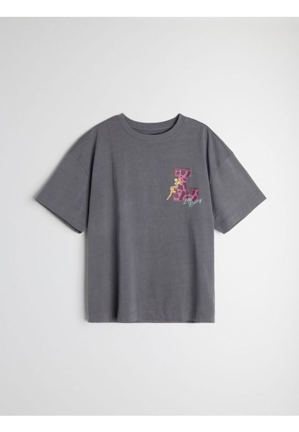Sinsay - Bawełniana koszulka z nadrukiem na plecach Lola Bunny - szary. Kolor: szary. Materiał: bawełna. Wzór: nadruk