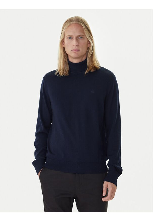 Calvin Klein Golf LV04LD317G Niebieski Regular Fit. Typ kołnierza: golf. Kolor: niebieski. Materiał: wełna