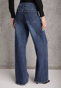 Renee - Niebieskie Asymetryczne Jeansy Wide Leg High Waist z Bawełny Leoira. Okazja: na co dzień. Stan: podwyższony. Kolor: niebieski. Styl: casual #8