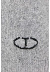 TwinSet - Twinset sweter wełniany damski kolor szary lekki. Okazja: na co dzień. Kolor: szary. Materiał: wełna. Długość rękawa: raglanowy rękaw. Styl: casual #2