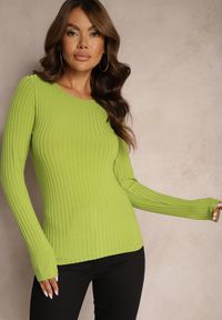 Renee - Zielona Casualowa Bluzka z Prążkowanego Materiału Bralora. Okazja: na co dzień. Kolor: zielony. Materiał: materiał, prążkowany. Styl: casual #4