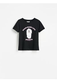 Reserved - T-shirt z nadrukiem - czarny. Kolor: czarny. Materiał: bawełna. Wzór: nadruk #1