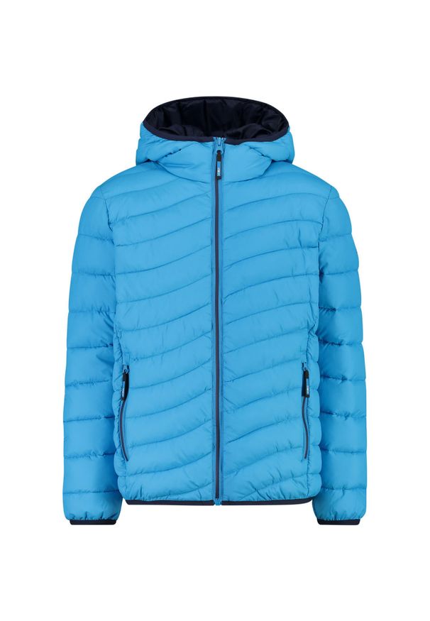 Kurtka uniwersalna chłopięca CMP 32Z1014L747. Typ kołnierza: kaptur. Kolor: niebieski. Materiał: syntetyk. Sport: turystyka piesza