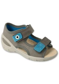 Befado obuwie dziecięce pu 065P166 niebieskie szare. Kolor: wielokolorowy, niebieski, szary. Materiał: tkanina, bawełna