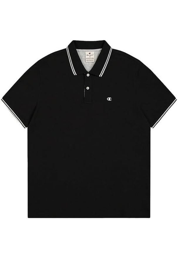 Koszulka męska Champion polo. Typ kołnierza: polo. Kolor: czarny