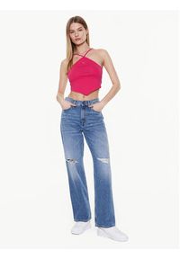 Tommy Jeans Top Party DW0DW14888 Różowy Regular Fit. Kolor: różowy. Materiał: bawełna