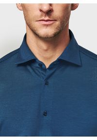 Pako Lorente - PAKO LORENTE - Granatowa dzianinowa koszula męska. Typ kołnierza: kołnierzyk włoski. Kolor: niebieski. Materiał: dzianina. Długość rękawa: długi rękaw. Długość: długie. Wzór: melanż #10