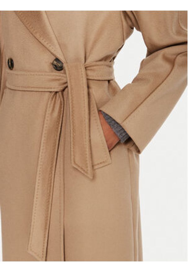 Weekend Max Mara Płaszcz wełniany Resina 2525016102 Beżowy Regular Fit. Kolor: beżowy. Materiał: wełna