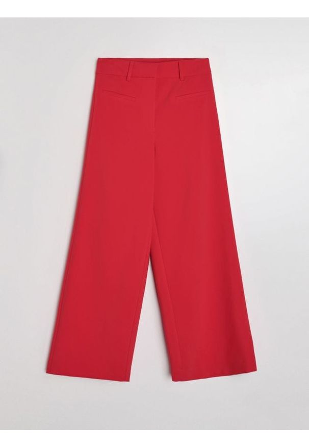 Sinsay - Spodnie wide leg z domieszką wiskozy - czerwony. Kolor: czerwony. Materiał: wiskoza