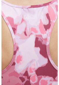 CASALL - Casall top do jogi kolor różowy. Kolor: różowy. Materiał: skóra, dzianina, materiał, włókno. Długość rękawa: na ramiączkach. Wzór: ze splotem #4