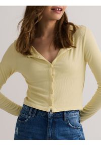 Reserved - Cienki kardigan z wiskozą - jasnożółty. Kolor: żółty. Materiał: wiskoza #1