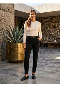 Sinsay - Legginsy soft touch z dekoracyjną klamrą w pasie oraz przeszyciami - czarny. Kolor: czarny #1