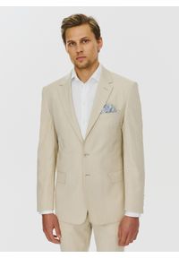 Pako Lorente - PAKO LORENTE – Beżowa męska marynarka garniturowa. Kolor: beżowy. Materiał: wełna, lycra, poliester #9