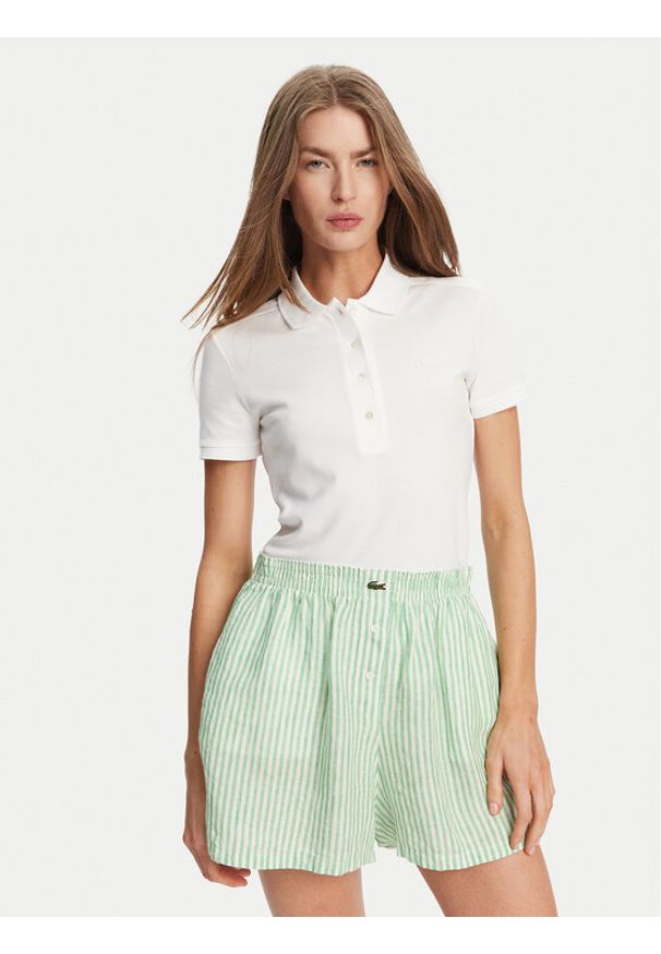 Lacoste Polo PF5462 Biały Slim Fit. Typ kołnierza: polo. Kolor: biały. Materiał: bawełna