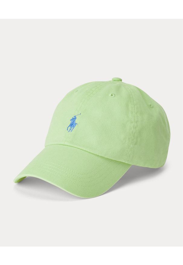 Ralph Lauren - RALPH LAUREN - Zielona czapka z daszkiem Chino. Kolor: zielony. Materiał: bawełna. Wzór: napisy, haft