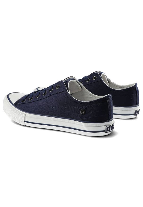 Big-Star - Granatowe Trampki Big Star Damskie Modne Obuwie. Okazja: na co dzień, do pracy, na spacer. Zapięcie: pasek. Kolor: niebieski. Materiał: jeans, materiał, guma. Szerokość cholewki: normalna. Styl: sportowy, klasyczny, casual