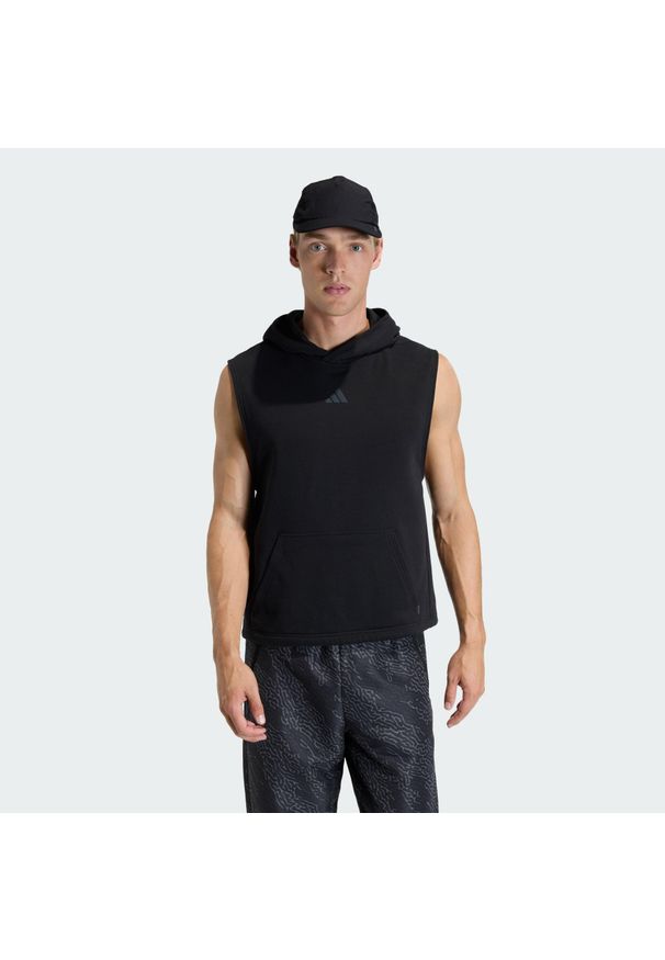 Adidas - Koszulka Bez Rękawów Power Workout Hooded. Kolor: czarny. Długość rękawa: bez rękawów. Styl: sportowy