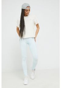 adidas Originals legginsy damskie gładkie HM1819-ALMBLU. Stan: podwyższony. Kolor: niebieski. Materiał: bawełna, dzianina. Wzór: gładki #4