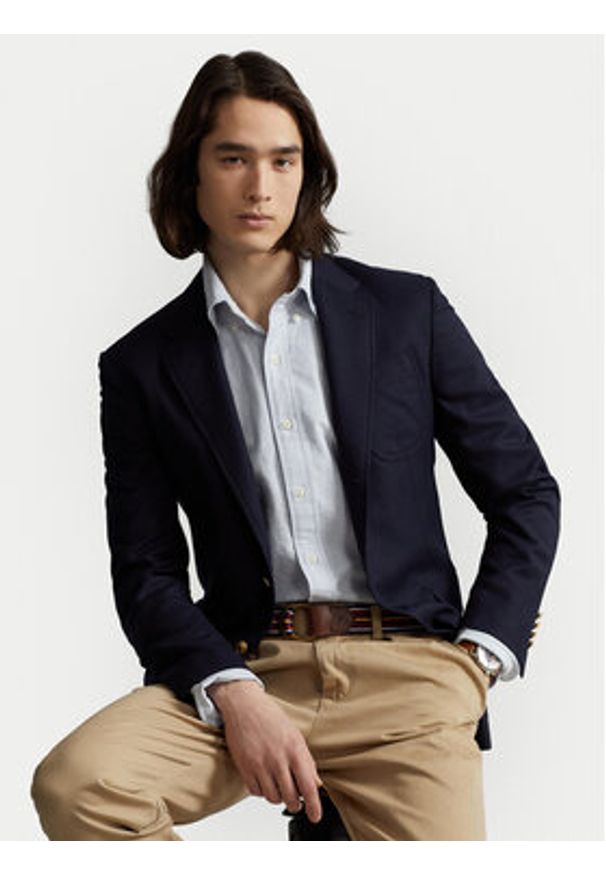 Polo Ralph Lauren Koszula 710792041004 Błękitny Custom Fit. Typ kołnierza: polo. Kolor: niebieski. Materiał: bawełna