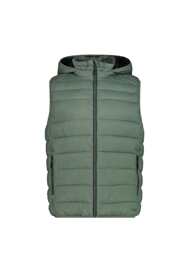 Kurtka bez rękawów z kapturem CMP Snaps. Typ kołnierza: kaptur. Kolor: zielony. Materiał: puch. Długość rękawa: bez rękawów. Sezon: zima. Sport: narciarstwo