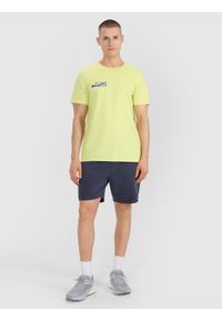 4f - 4F T-shirt regular z nadrukiem męski - zielony XXL. Okazja: na co dzień. Kolor: zielony. Materiał: bawełna, jersey, materiał. Długość rękawa: krótki rękaw. Długość: krótkie. Wzór: nadruk. Styl: sportowy, casual, elegancki, klasyczny