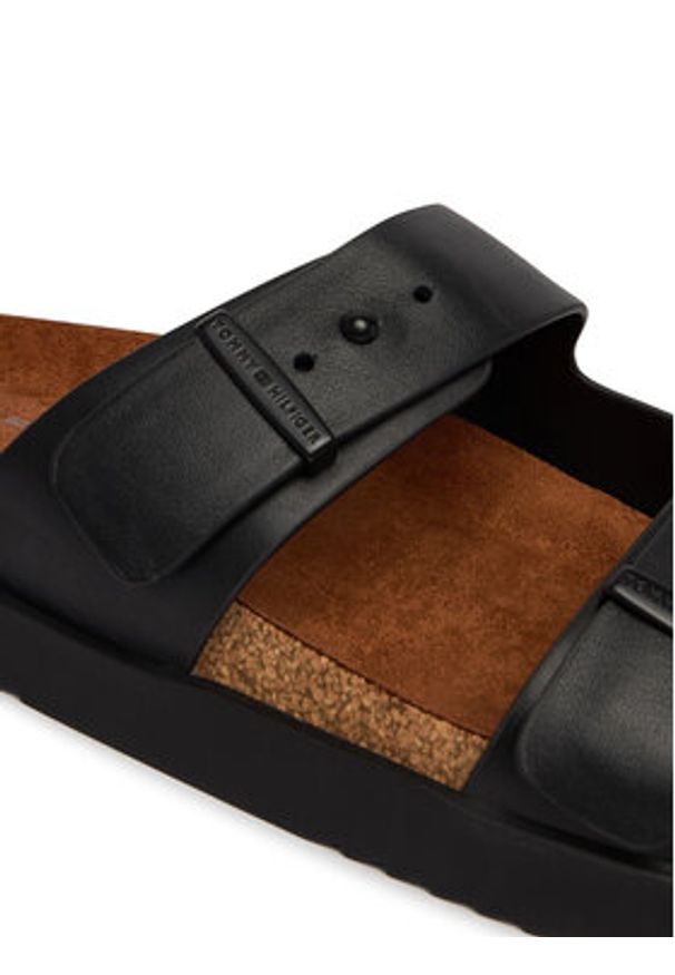 TOMMY HILFIGER - Tommy Hilfiger Klapki Cork Adjustable Lth Sandal FM0FM05754 Czarny. Kolor: czarny. Materiał: zamsz, skóra