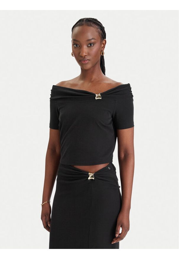 Guess Bluzka W6GP12 K2935 Czarny Regular Fit. Kolor: czarny
