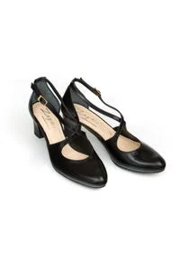 Zapato - czarne czółenka ze skrzyżowanymi paskami - skóra naturalna - model 1290 - kolor czarny lico. Zapięcie: pasek. Kolor: czarny. Materiał: skóra #3