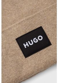 Hugo - HUGO czapka kolor brązowy. Kolor: beżowy. Materiał: dzianina #2