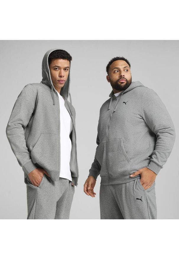 Puma - Męska rozpinana bluza z kapturem Essentials PUMA. Typ kołnierza: kaptur. Kolor: szary. Materiał: prążkowany. Sport: bieganie