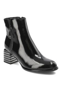 Czarne Botki S.Barski Eleganckie Obuwie Damskie Zapinane Na Suwak. Kolor: czarny. Materiał: jeans, skóra ekologiczna. Obcas: na obcasie. Styl: elegancki. Wysokość obcasa: średni