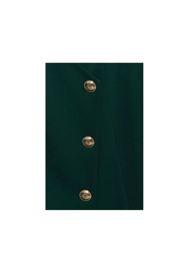 MOE - Elegancka sukienka żakietowa z dekoltem V i guzikami zielona. Okazja: do pracy. Kolor: zielony. Materiał: tkanina. Styl: elegancki. Długość: mini