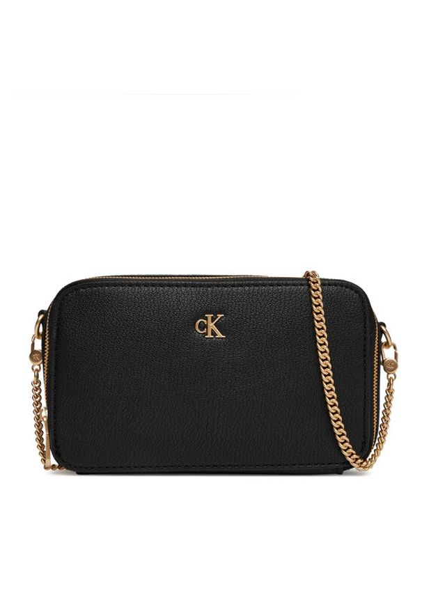 Calvin Klein Jeans Torebka Minimal Mono Camera Bag LV04K1086G Czarny. Kolor: czarny. Materiał: skórzane