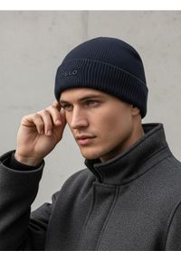 Sinsay - Czapka beanie z wiskozą - granatowy. Kolor: niebieski. Materiał: wiskoza