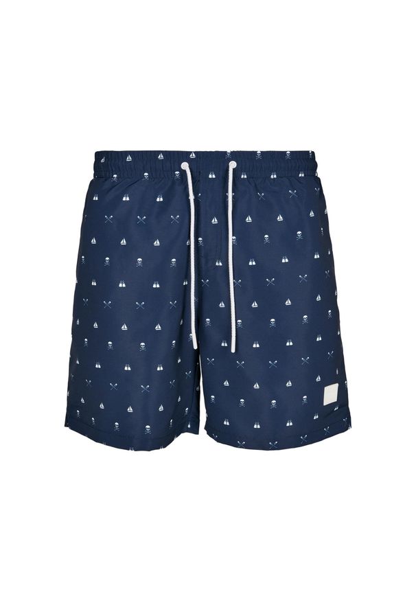 Urban Classics - Męskie Spodenki Kąpielowe We Wzory. Kolor: niebieski. Styl: sportowy